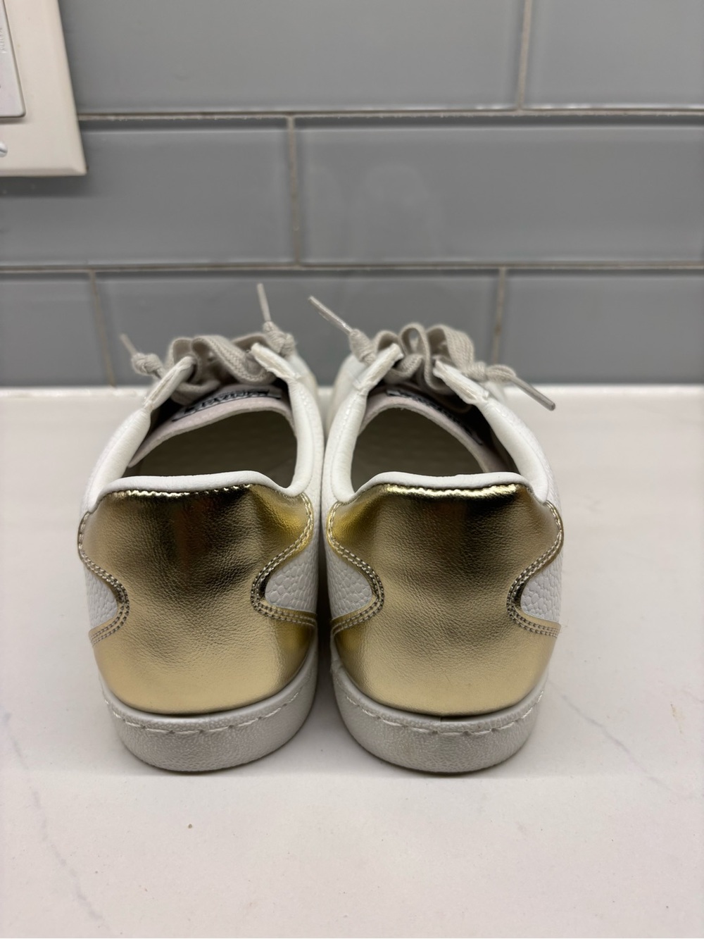 Vintage Havana White Sneakers with Light Gray Accents and Gold Star - Picture 6 of 6